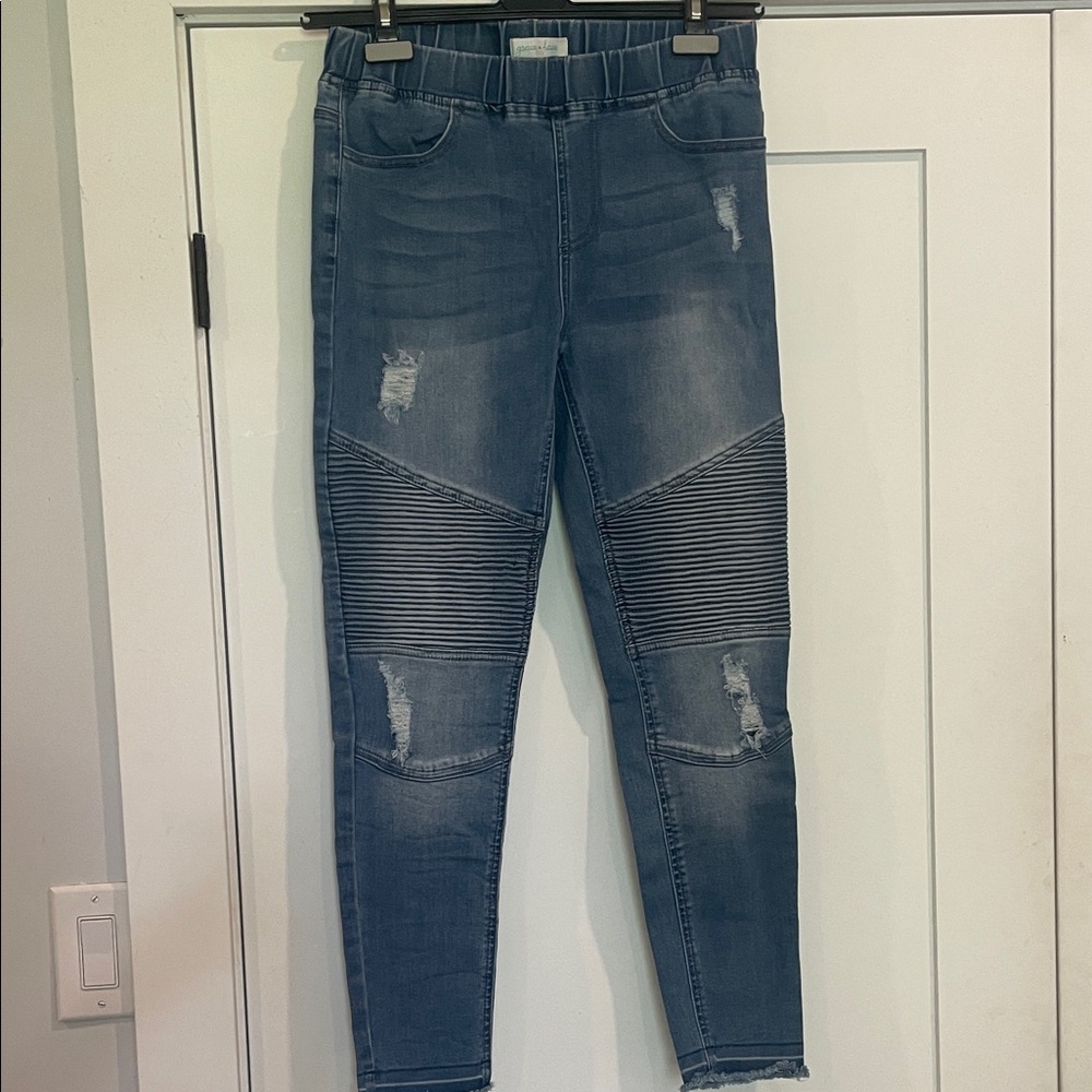 Grace & Lace Blue Distressed Jeggings
